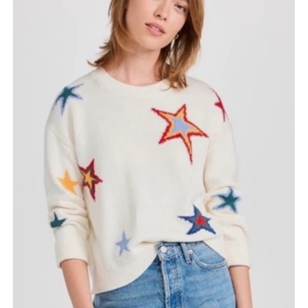 Rails Perci Multi Stars Cotton Cashmere Crewneck Sweater White XS 892-336-4712 - Picture 11 of 11
